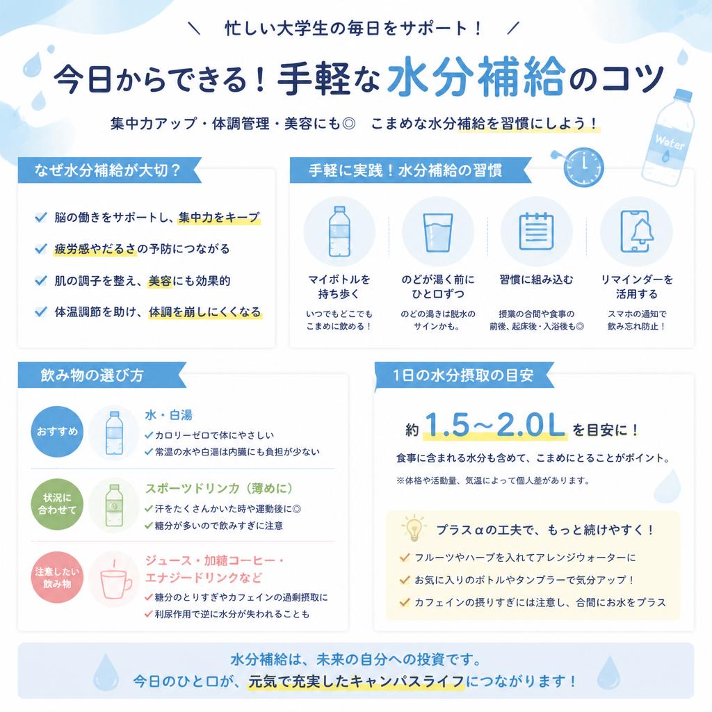大学生におすすめの水分補給方法