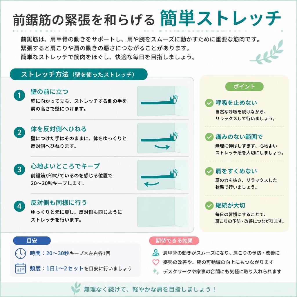 前鋸筋のこりを効果的にほぐすストレッチ法