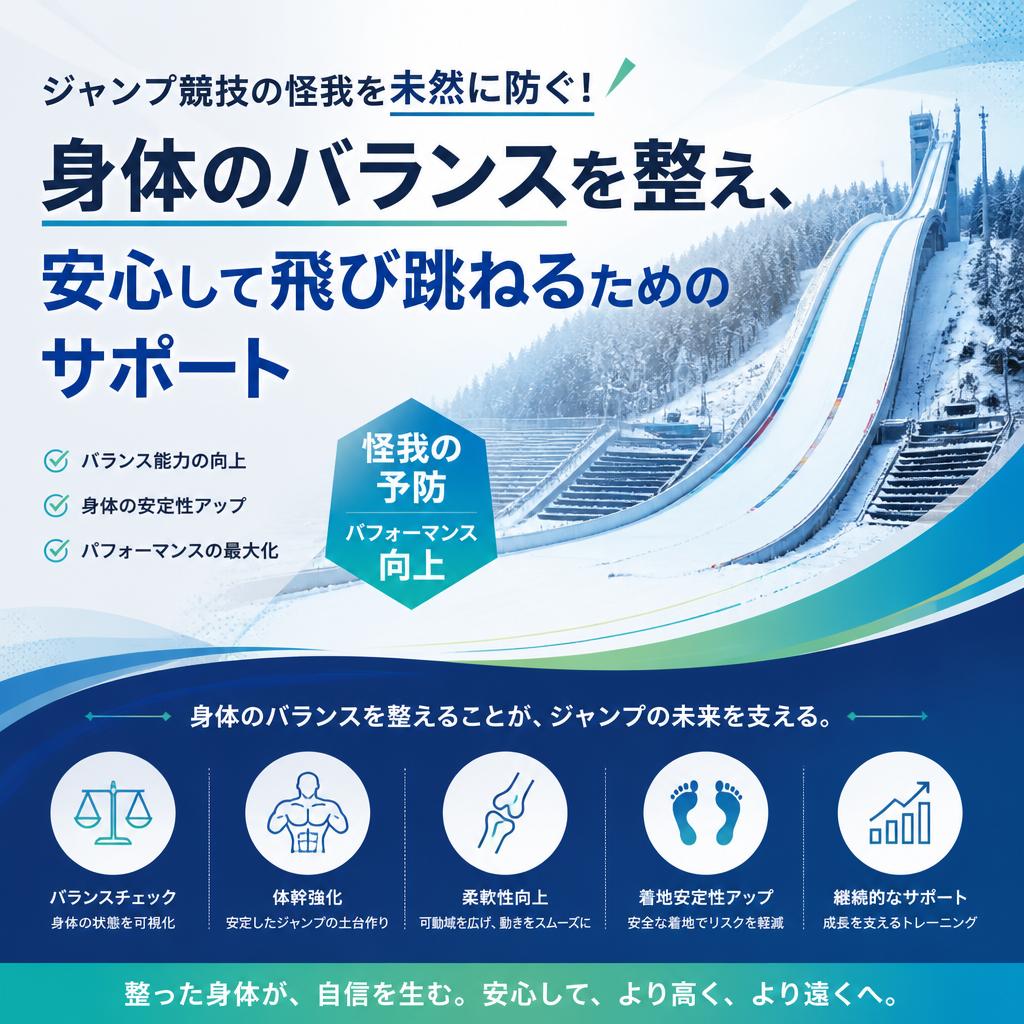ジャンプ競技の怪我を未然に防ぐ！身体のバランスを整え、安心して飛び跳ねるためのサポート
